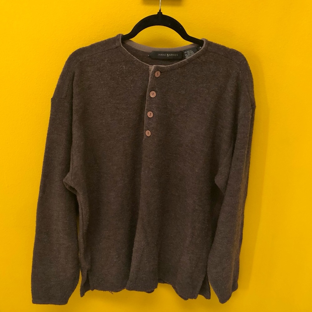 Jhane Barnes Brown Wool Blend Sweater Medium